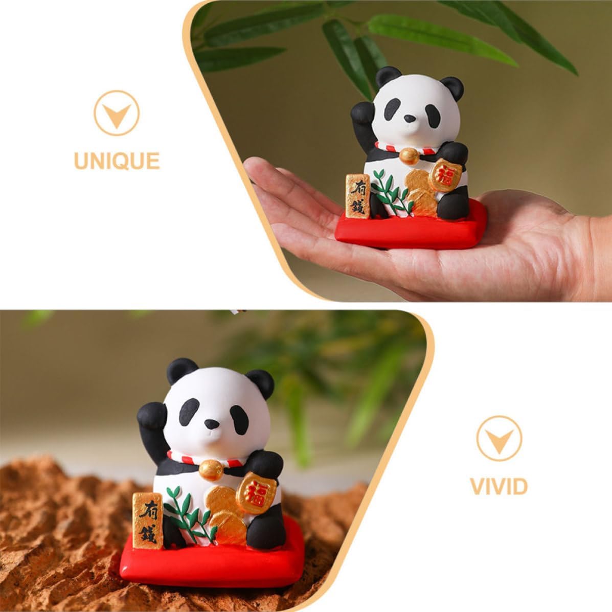 Panda Figurine Oil Diffuser Non-Electric Stone Essential Oil Diffuser with Passive Diffusion Plaster Material for Meditation Room and Bedroom