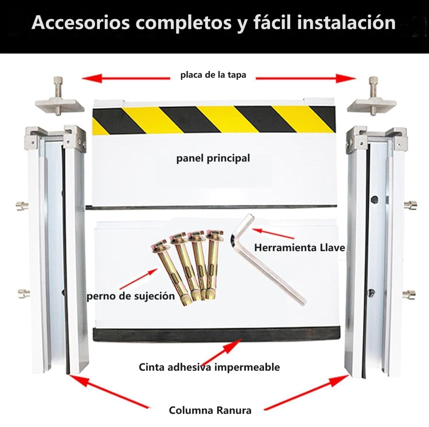 Aluminio Barrera contra inundaciones, Barrera anti inundaciones, Protección contra inundaciones de puertas, Puede utilizarse en garajes, fábricas, metros, entradas y salidas de viviendas (90 * 60cm)