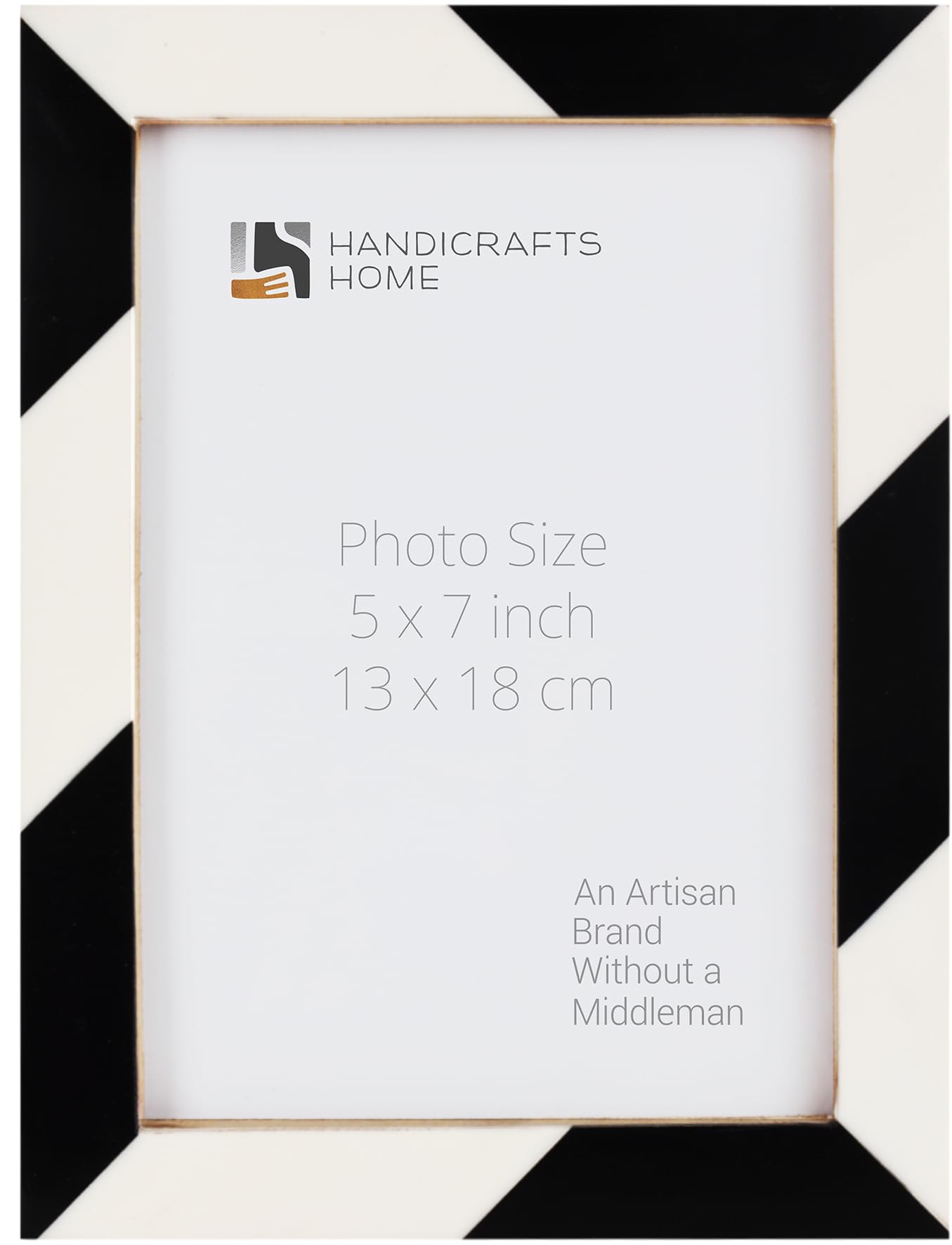 Handicrafts Home White Picture Frame, Handmade Resin Inlay 5x7 Black & White Photo Frame for Office Decor, Decorative Photo Frames for Home Decor, Farmhouse, Shelf, Wall & table top Decor, Desk Decor