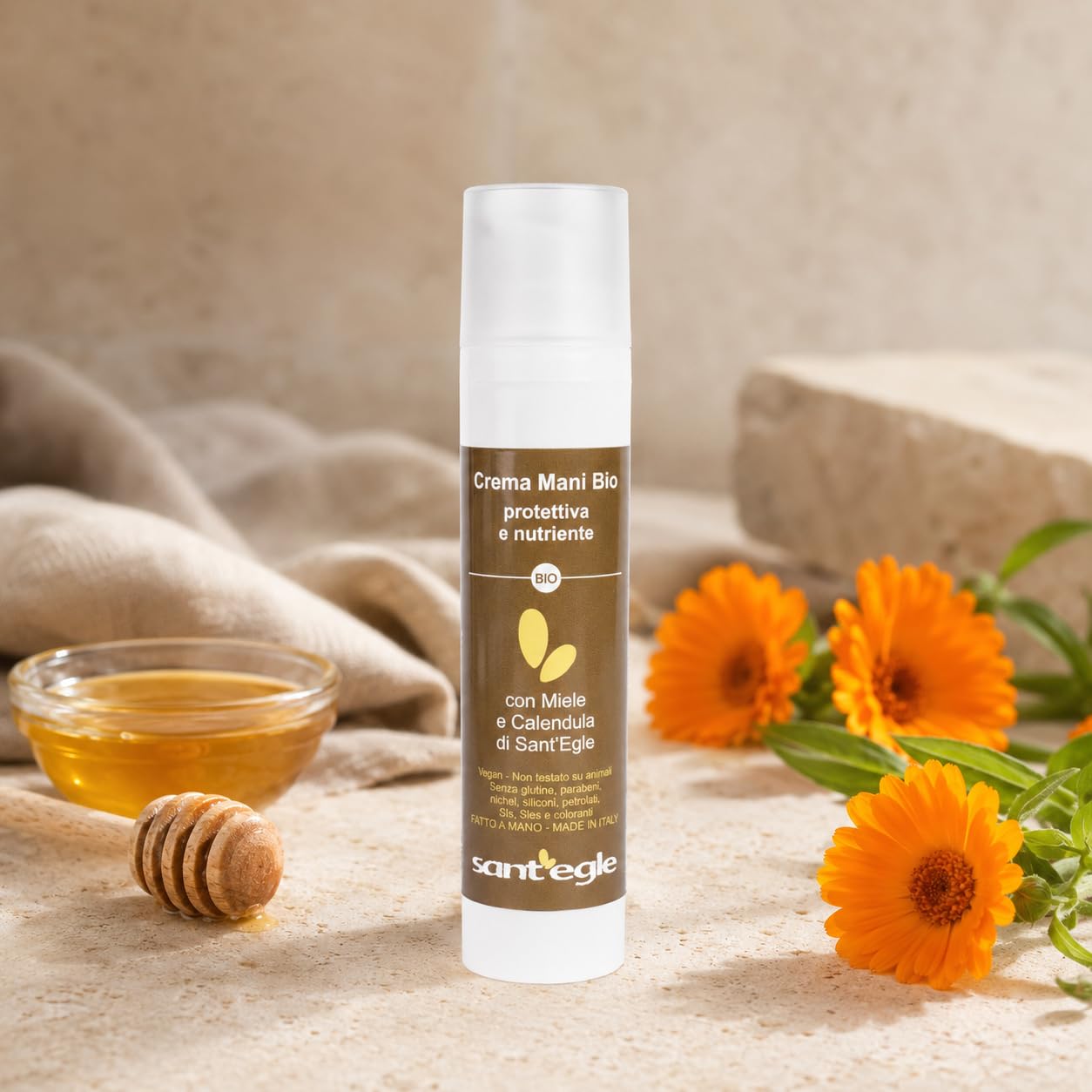 Sant'Egle Crema Mani Biologica Miele e Calendula 100 ml | Confezione Risparmio
