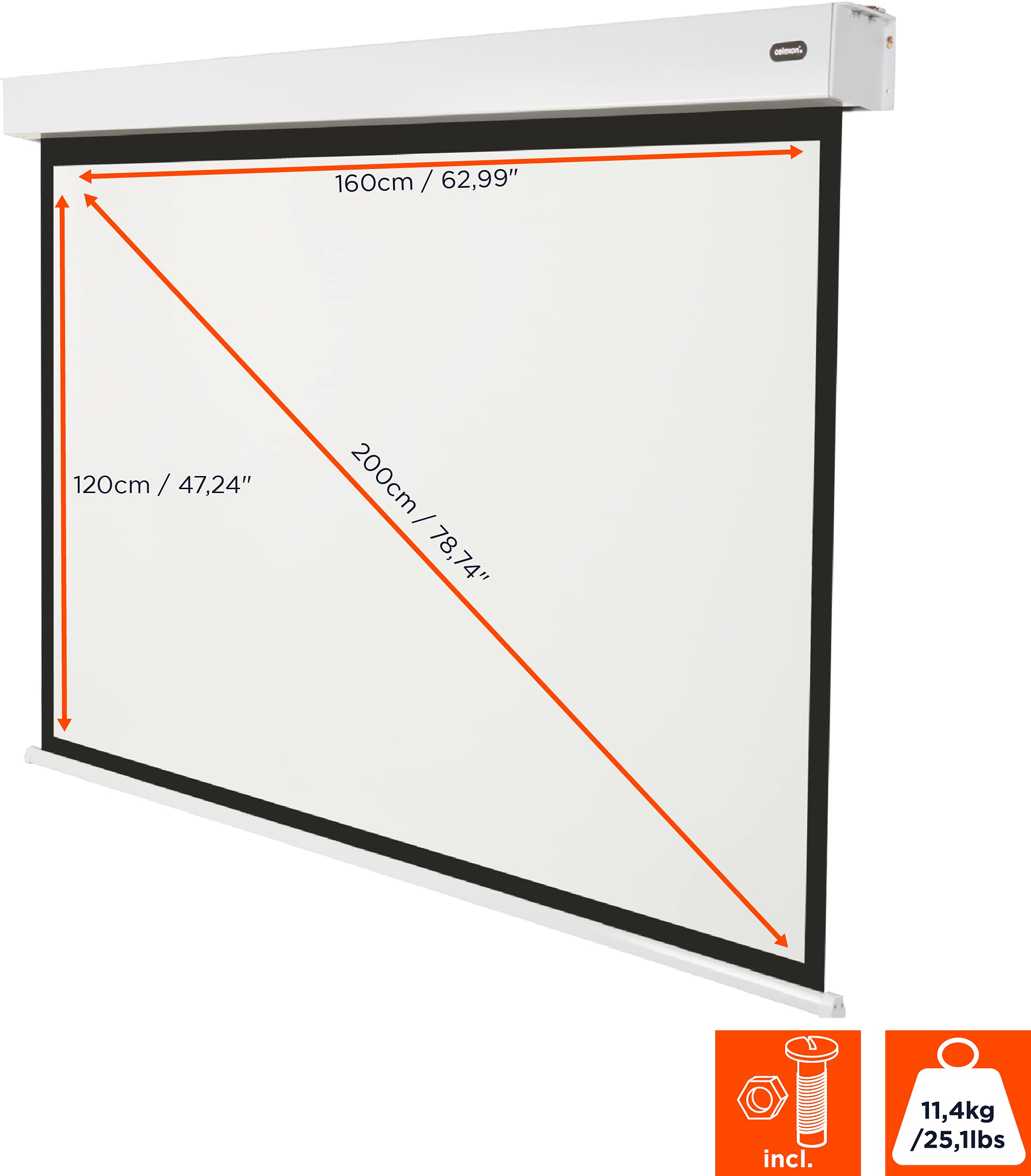celexon Professional Plus V2 écran motorisé Batterie 120" | 240x180cm 4:3