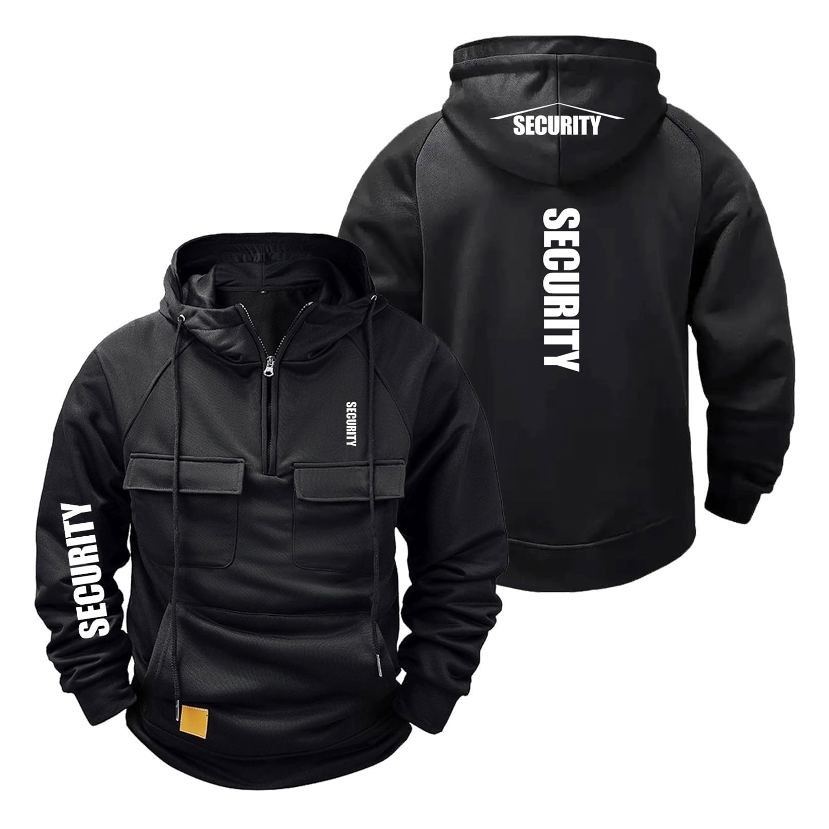 LPPALsjd Mens Hoodies Tops Hoody for S.EC.URI.TY Comfy Coats Jumpers Sweatshirt Half Zip Street Wear Hooded Jackets with Pockets Outwear-HeiS||M