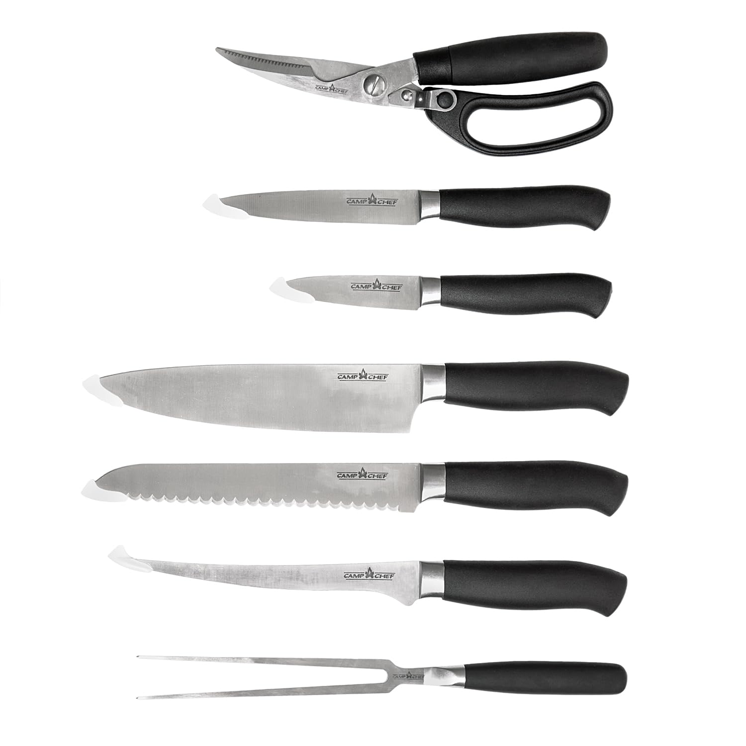 KSET9 Knife Set with Stainless Steel Rubber Handle and Deluxe Carry Bag, 9-Piece