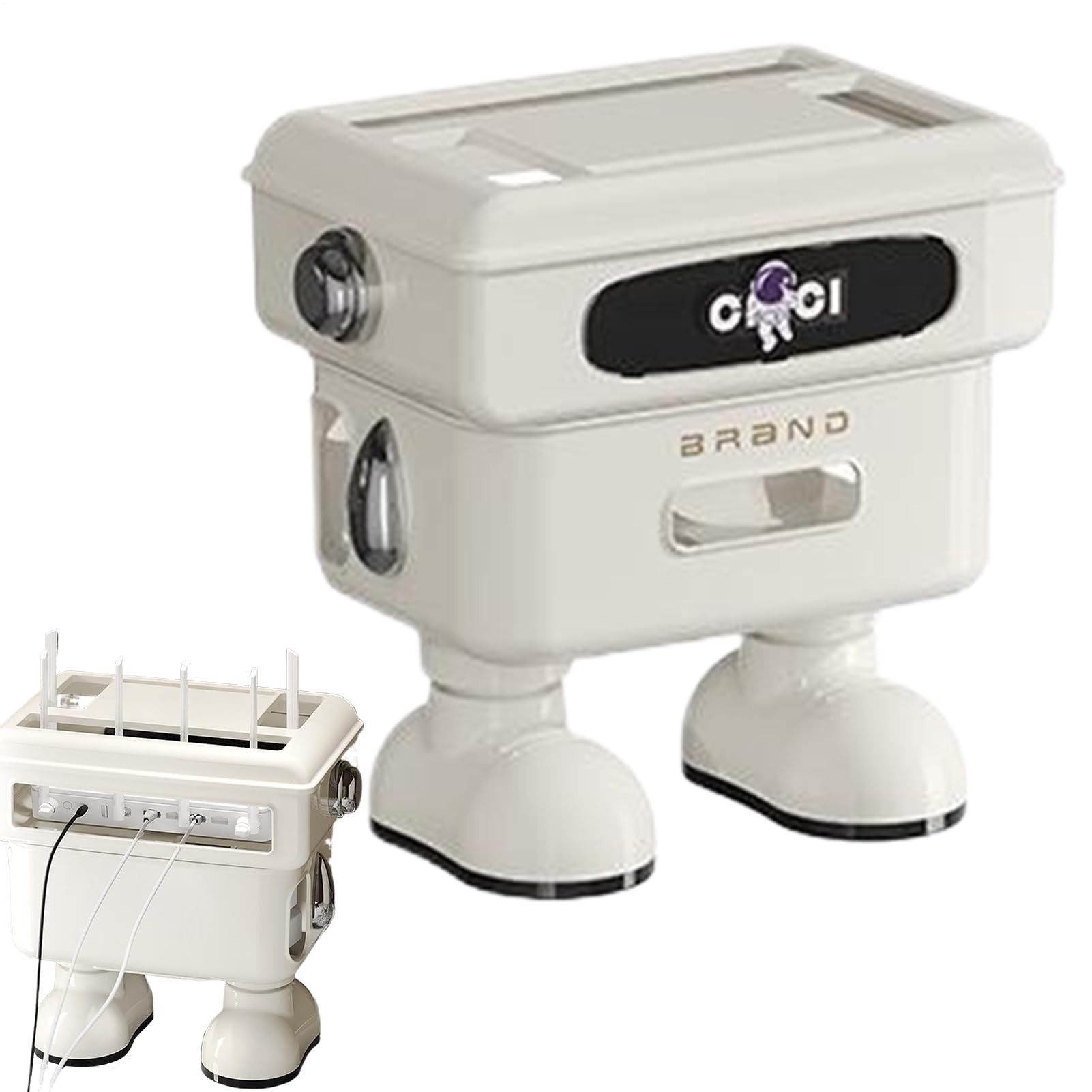 Scatola Di Archiviazione Per Router Wi-Fi Supporto Robot Per Scrivania | Ripiano Per Router Per Casa Soggiorno Camera Da Studio Supporto TV Posto Di Lavoro Centro Intrattenimento Console