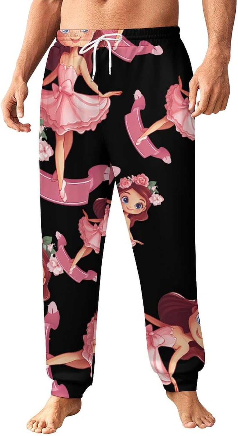 Ballet Dancers Flower Print Men's Pants Athletic Workout Sweatpants Jogger Casual Pant for Sports Home