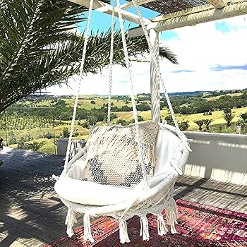 Amazon Com Sonyabecca Hammock Chair Macrame Swing 265 Pound Capacity Handmade Knitted Hanging Swing Chair For Indoor Outdoor Home Patio Deck Yard Garden Reading Leisure Lounging Not Included Cushion Or Pillow Furniture Decor