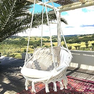 Sonyabecca Hammock Chair Macrame Swing 265 Pound Capacity Handmade Knitted Hanging Swing Chair