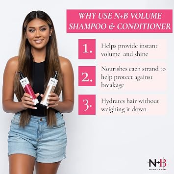 N+B Hair Volumizing Conditioner | Blue Agave Oil, Vit B7, Biotin | Revives Damaged & Leaves Hair Soft & Shiny | Safe for Colored, Keratin & Chemically Treated Hair | For All Hair Types & Textures