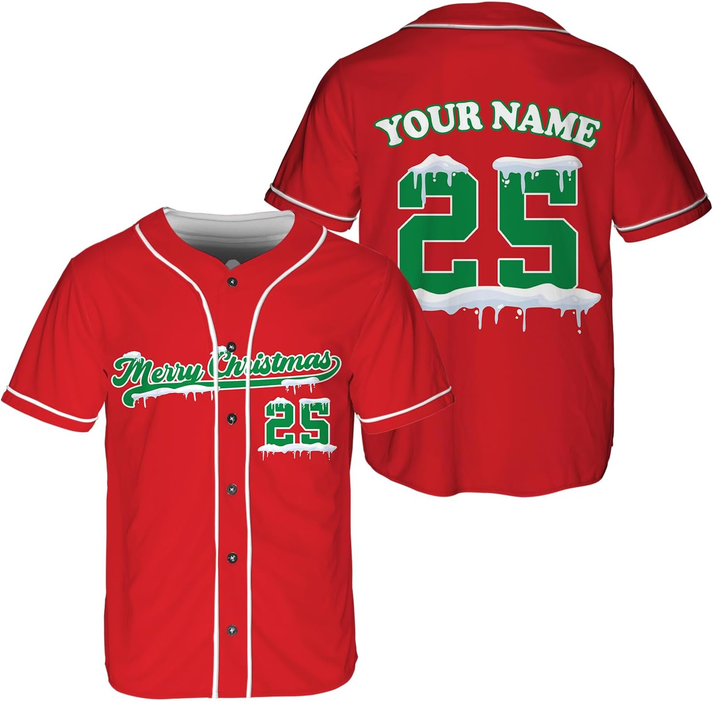Custom Christmas Baseball Jersey | Personalized Name Number Team Uniform Matching Shirts for Men Women Youth, Size XS to 5XL