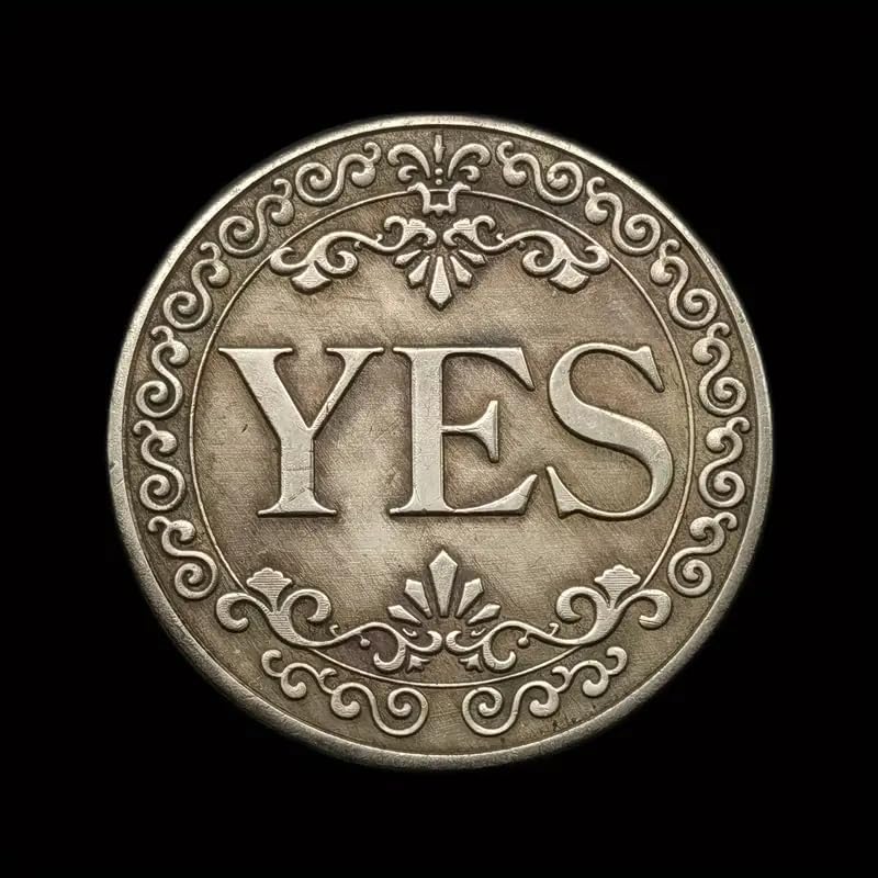 1PC Decision-Making Lucky Coin - Double-Sided YES/NO, Ornate Floral Design, Collectible Souvenir Badge, SilveryGray
