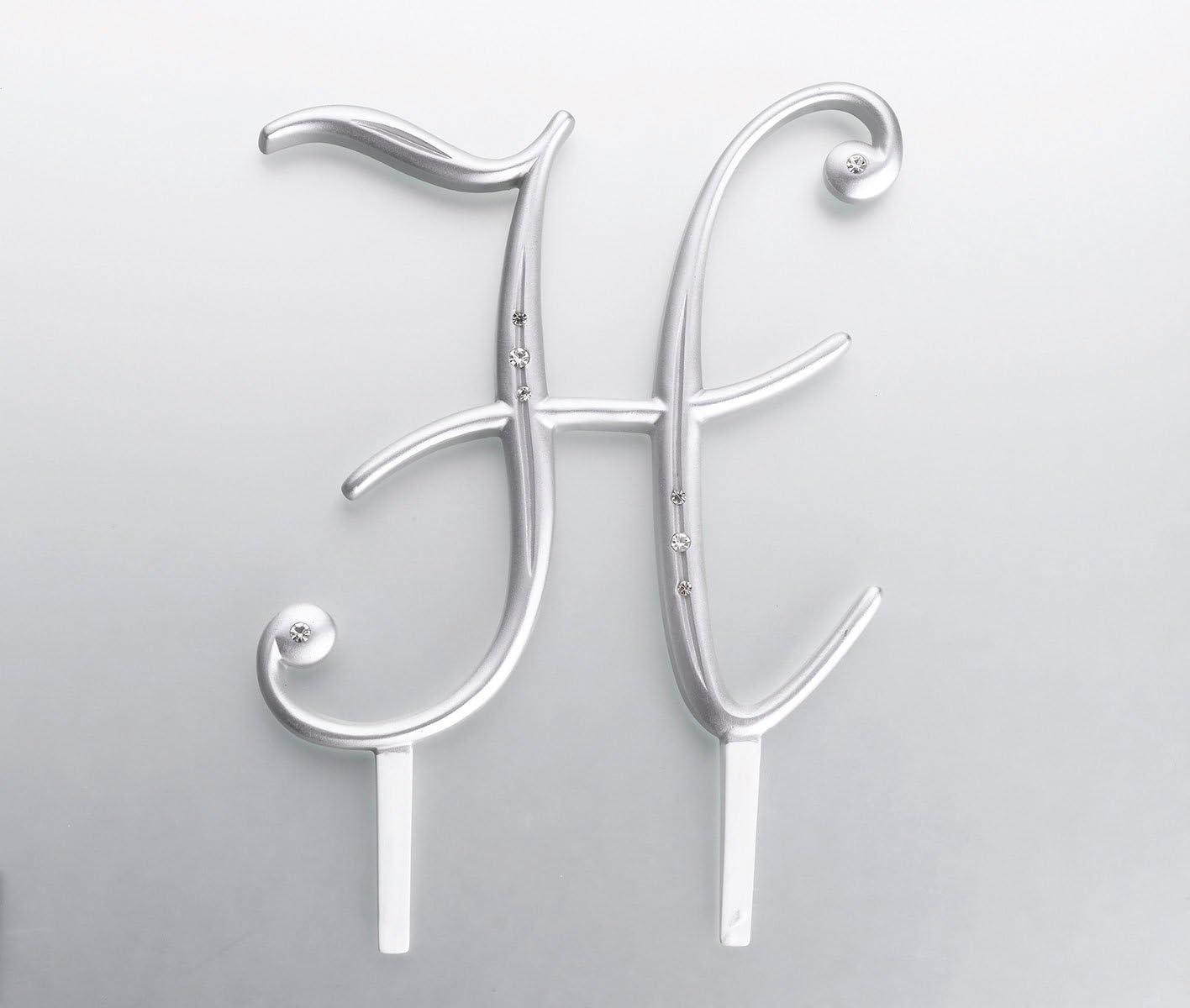 Lillian Rose Rhinestone, Monogram Cake Topper Letter H Silver