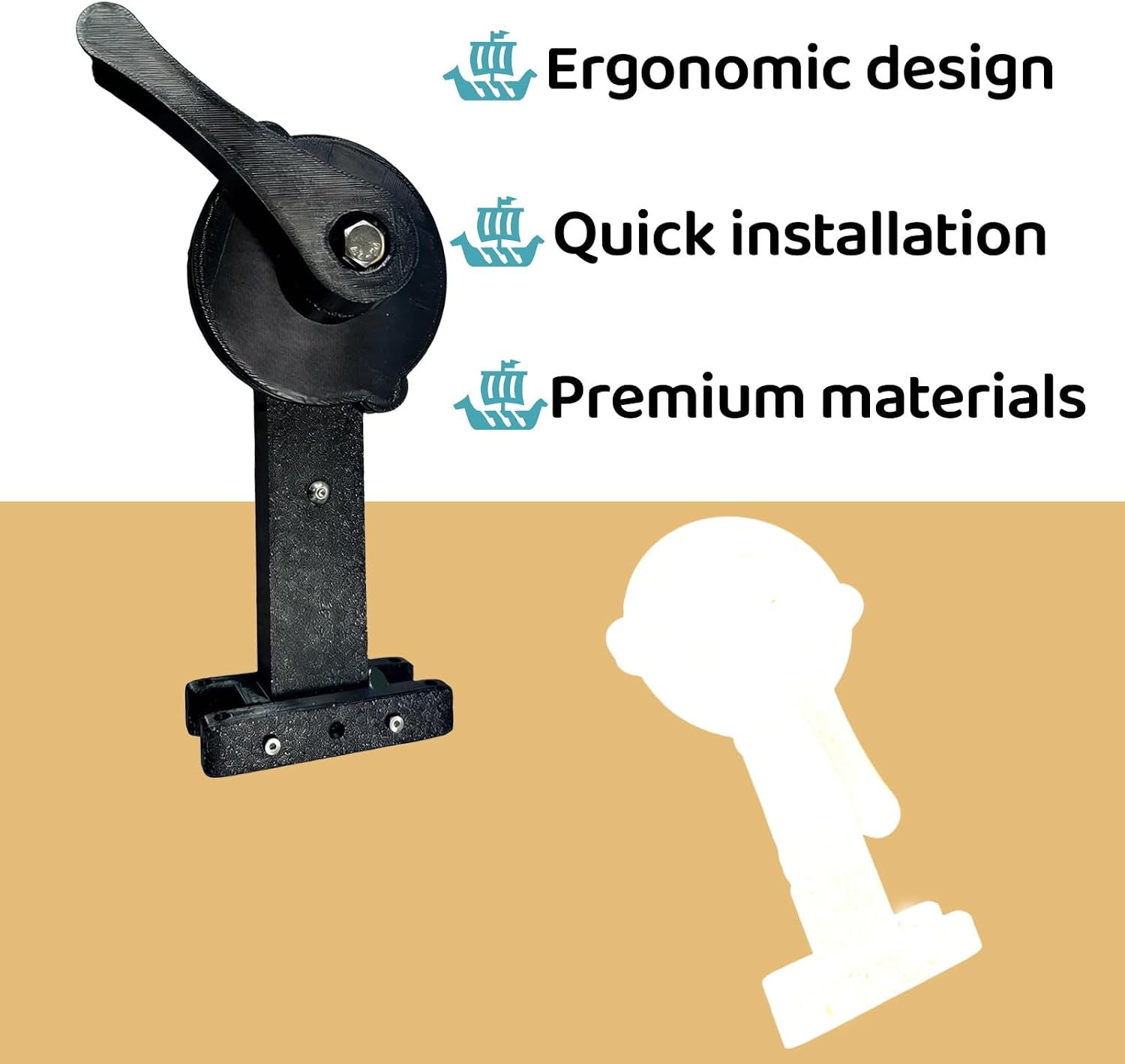 Universal Fishing Kayak Swivel Rudder System with Rotary Dial Controller - Easy Install Steering Handle & Mounting Bracket