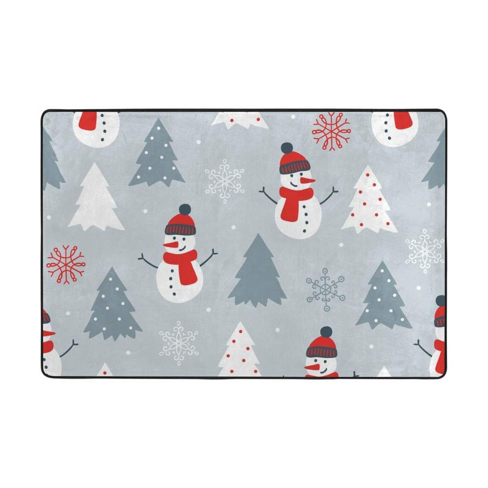 Grand tapis super doux blanc corail motif bonhomme de neige CHEHONG 152x99 cm