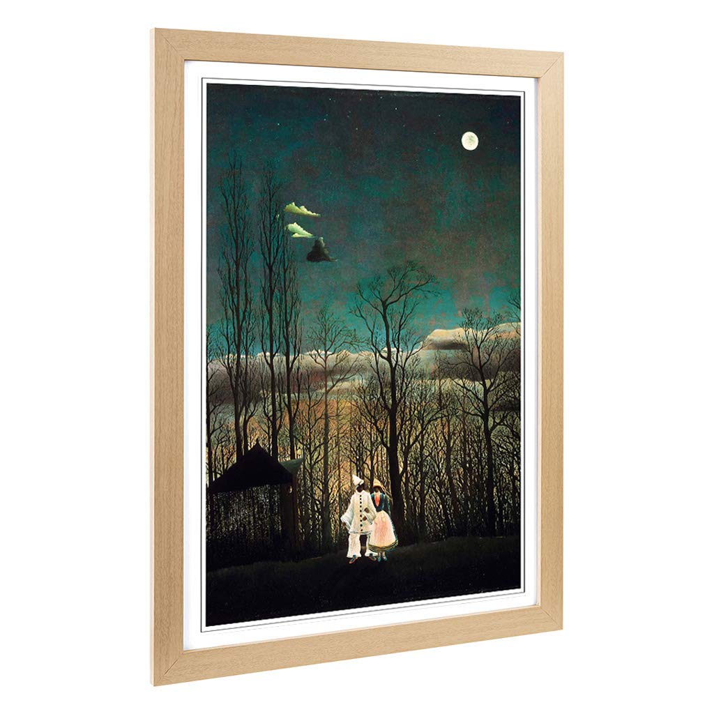 Big Box Art Framed Print of Henri Rousseau Carnival Evening Design | Wall Art Picture | Home Decor for Kitchen, Living Room, Bedroom, Hallway, Oak, A2 / 24.5x18 Inch / 62x45cm