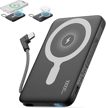 2026 Updated M3 Ultra Slim 0.4 Wireless Power Bank with Built in Cable