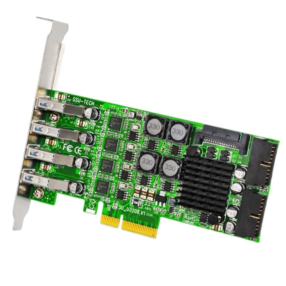 Carte adaptateur PCIe USB 3.0 avec 4 ports et deux en-têtes 19