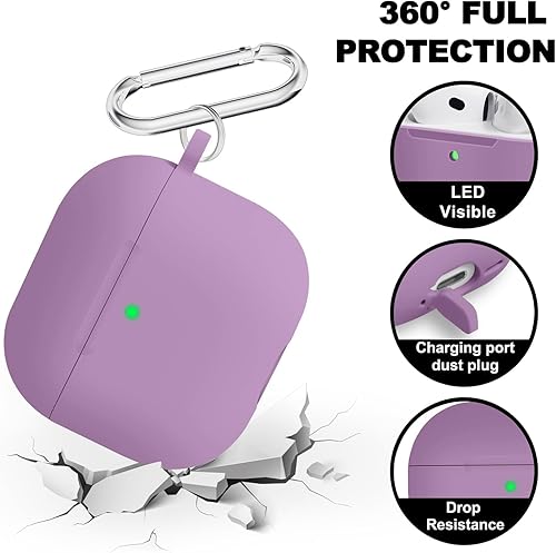 Vista 63 de Funda compatible con AirPods de tercera generación, accesorios de protección de silicona con llavero y kit de limpiador para mujeres y hombres, LED
