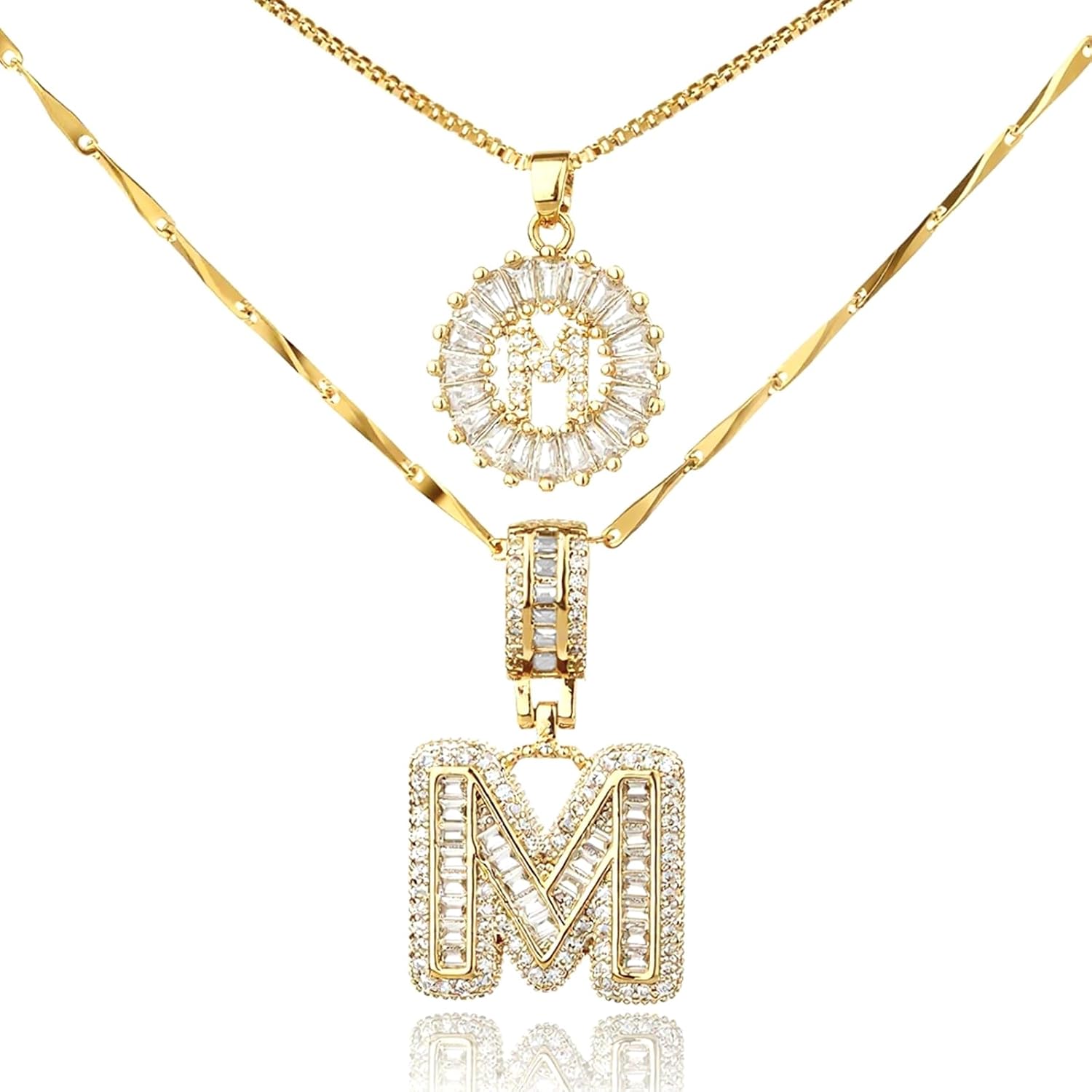 14K Gold Plated Initial Necklace for Women – Dainty Letter Pendant Necklace with Cubic Zirconia, Personalized Gold Name Necklace Jewelry Gift for Women