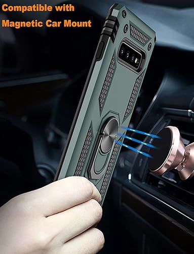 Miniatura 6 de Funda para Galaxy S10+ Plus, funda para Samsung S10+ Plus, grado militar, 16 pies, probada en caídas con soporte de anillo magnético, compatible con