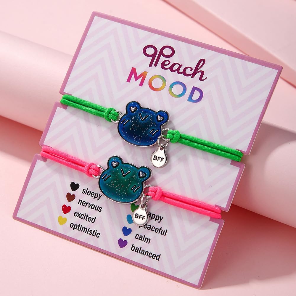 Cute Cartoon Temperature Sensing Bracelet Emotion Feeling Mood Bracelet Cute Turtle Frog Dinosaur Evil Eyes Salamander Color Changing Mood Bracelets for Couples BFF Friendship Jewelry Gifts