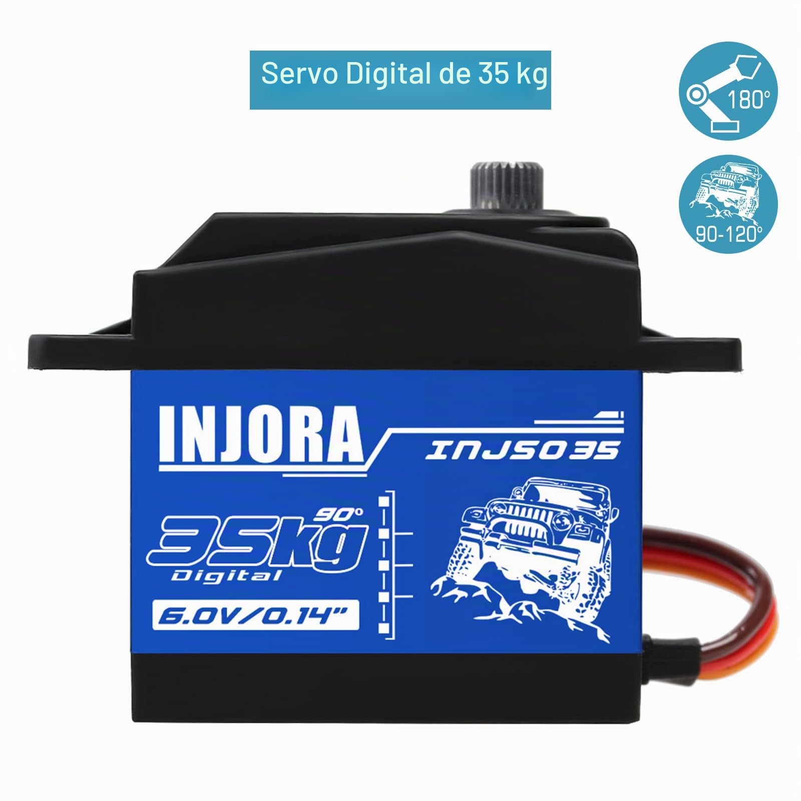 INJORA RC Servo 35KG Servo Digital de Alto par RC Piezas para 1/8 1:10 1/12 RC Crawler SCX10 Pro TRX4 D90 VS4-10 Redcat Gen 8 7 Pro Enduro (ángulo de Control 90°-180°)