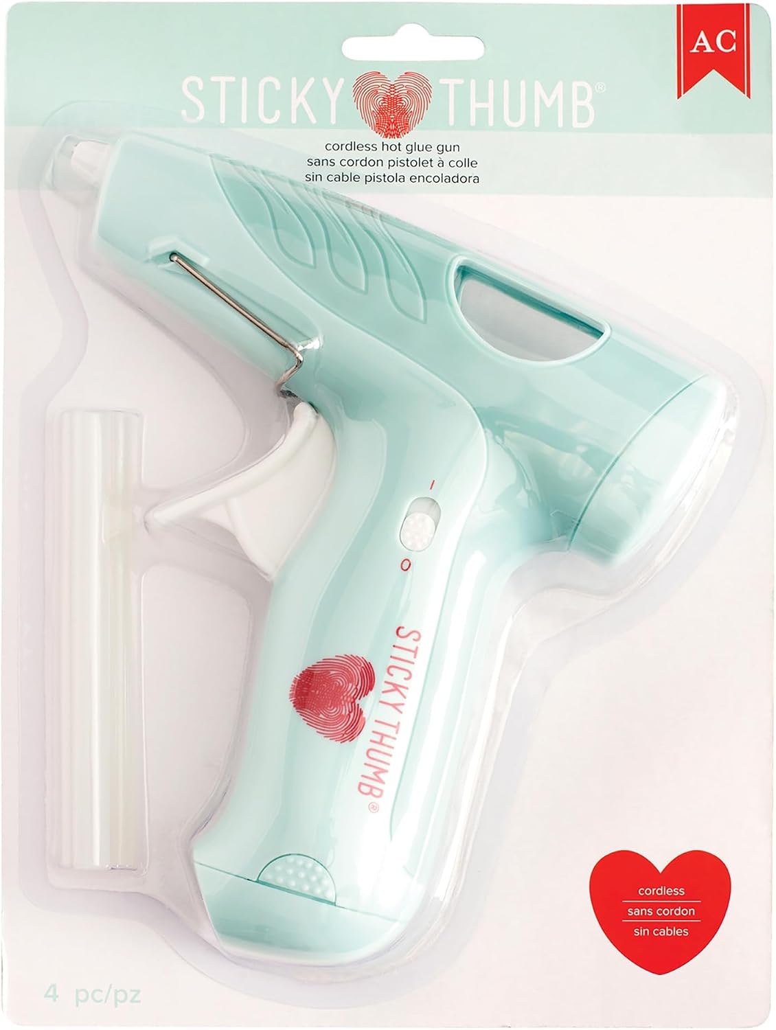 Sticky Thumb Cordless Mini Hot Glue Gun-Blue