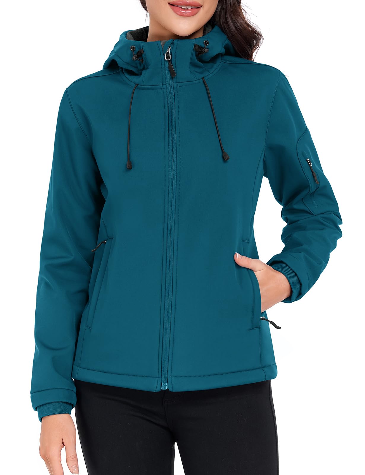 Vancavoo Chaqueta Softshell Mujer Invierno Impermeable Senderismo Abrigo con Capucha Cortavientos Transpirable Jacket
