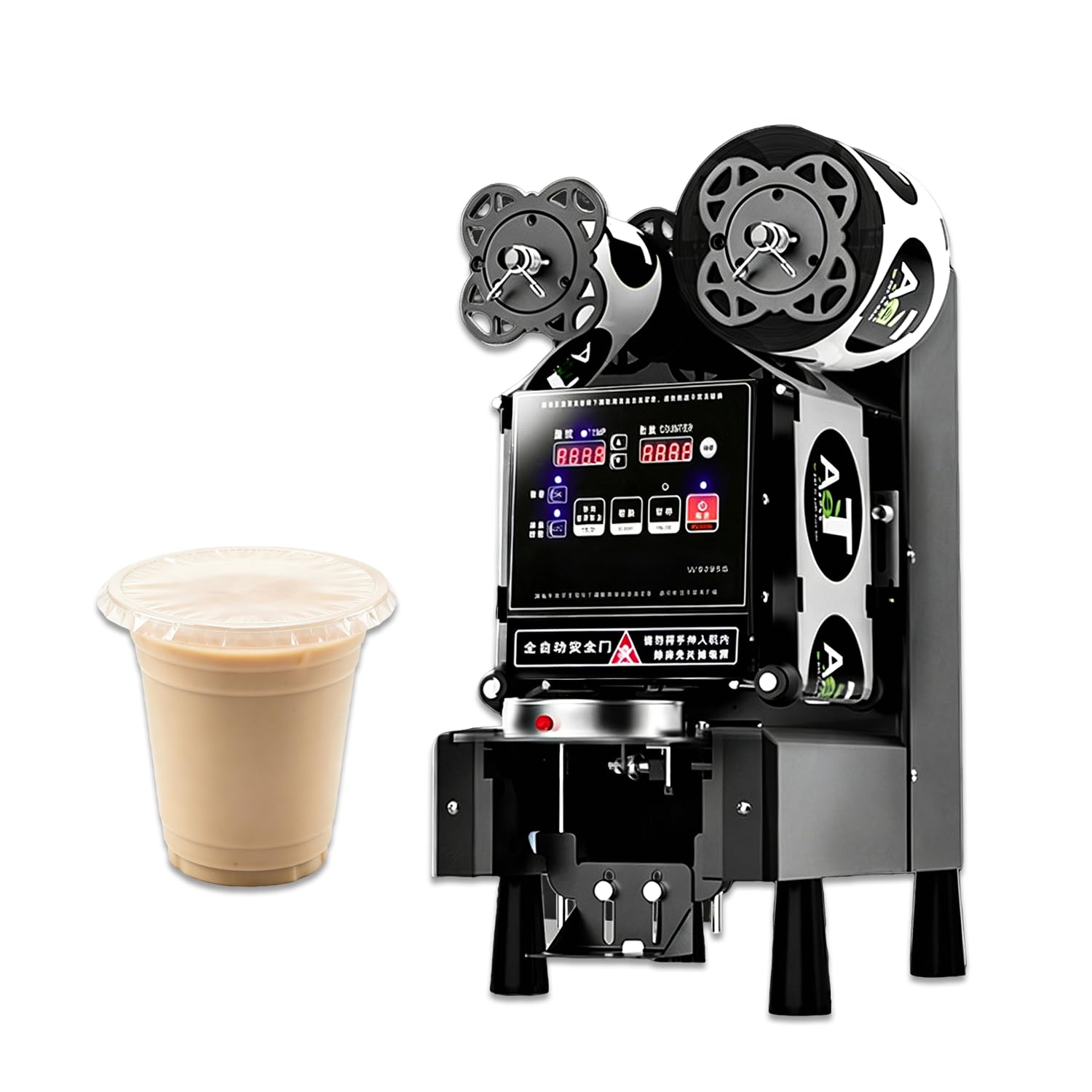 WTRYRN Milk Tea Sealing Machine, Full Automatic Cup Sealer, 90/95mm Universal Cup, Safety Sensor Auto Stop for Restaurants, Food Courts, Beverage Stores 1