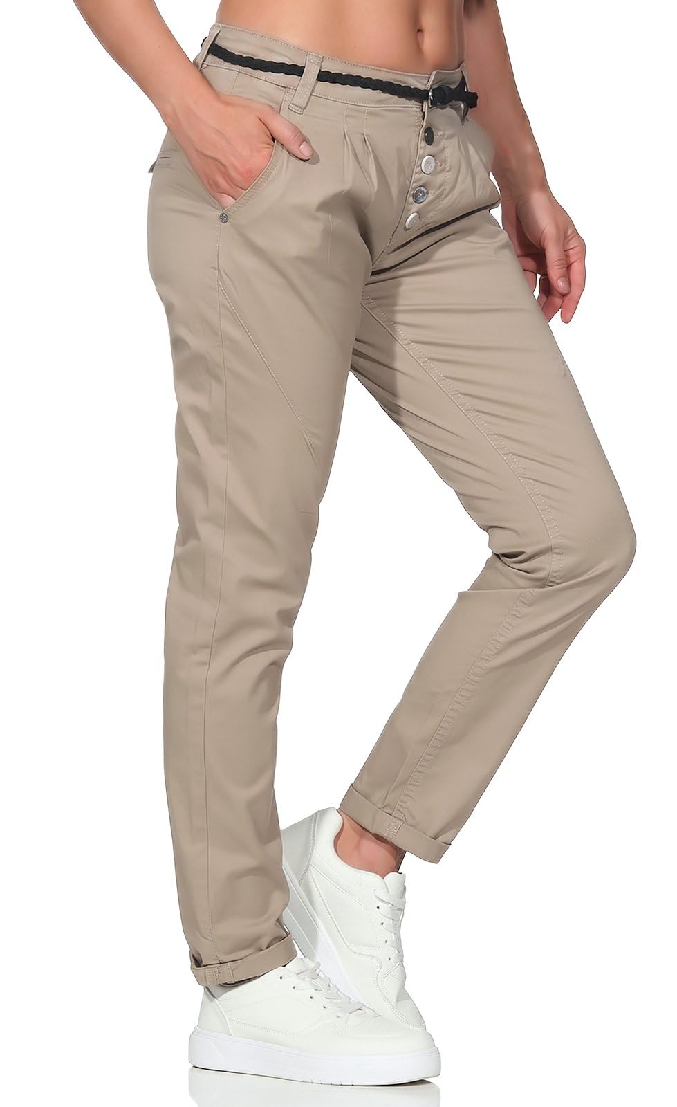Sublevel Damen Boyfriend Chino Hose LSL-248/LSL-283 inkl. Gürtel