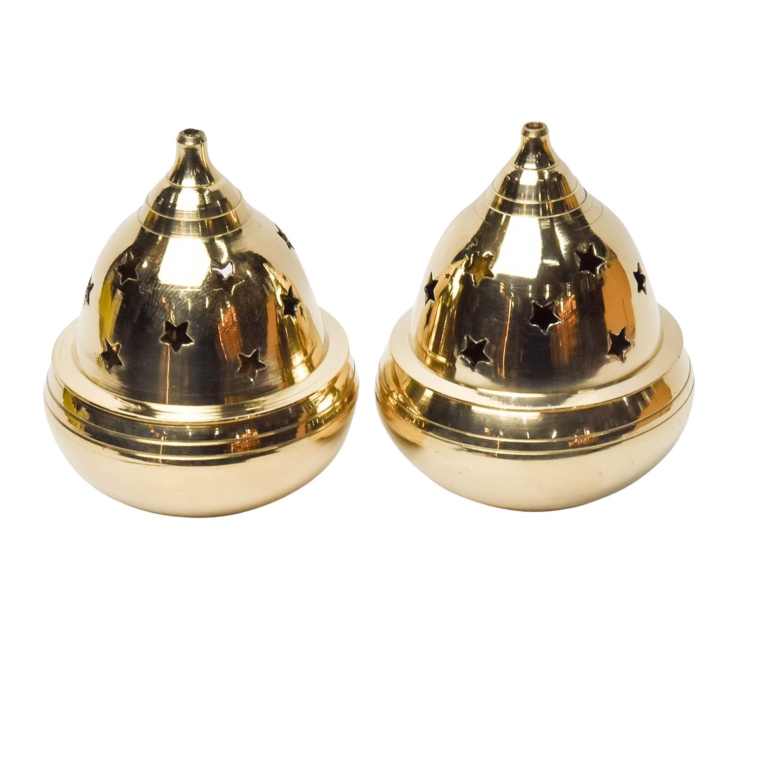 Brass Starr Holes with Cover Jyot Diya for Pooja, Heavy Base Home Mandir Decor Brass (Pack of 2) Table Diya Set (Height: 2.5 inch)-image-23