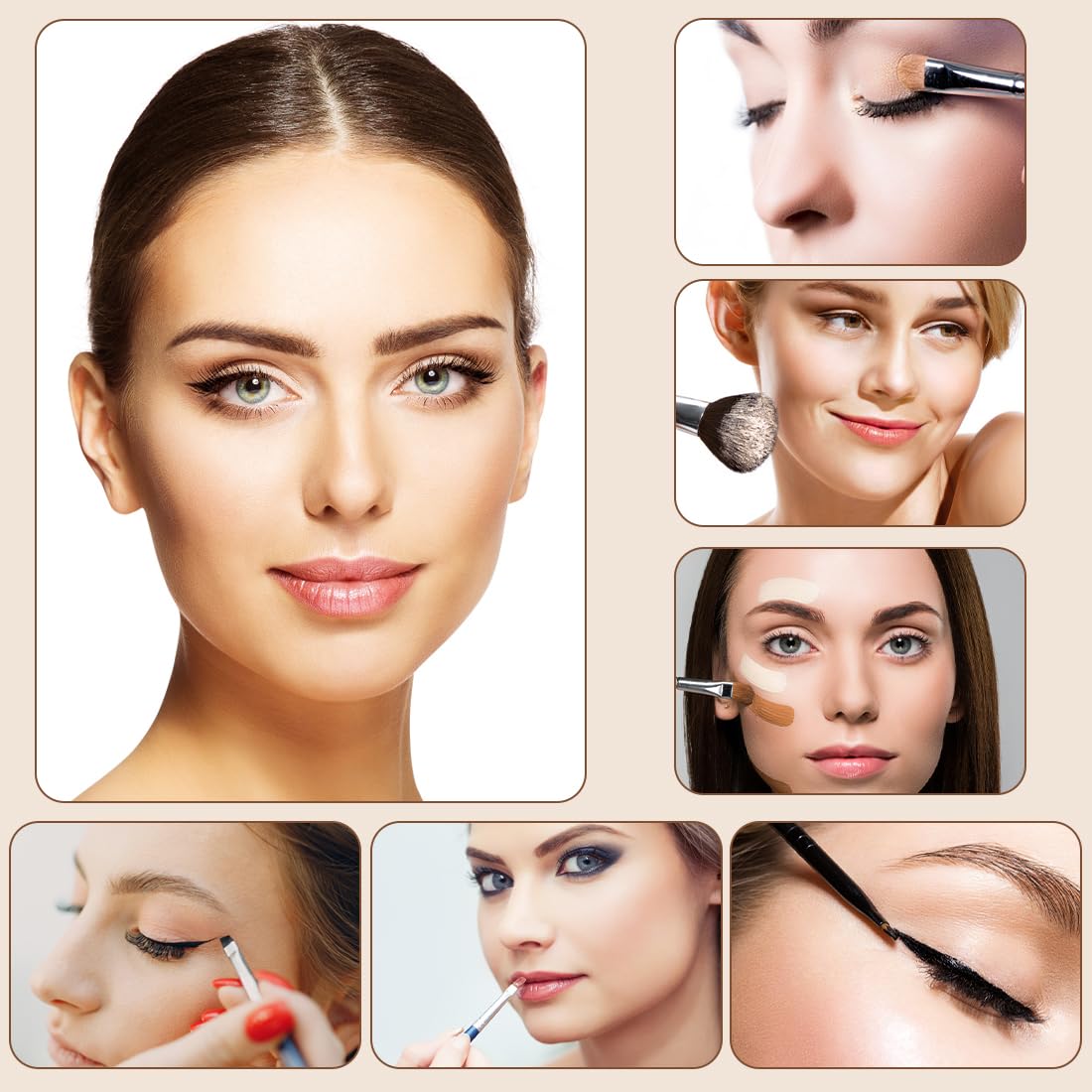 15pcs Pinceau Maquillage Set, pinceau maquillage pinceaux maquillages pour fond De Teint Mélange Poudre pour Le Visage Blush Concealers Ombres à Paupières