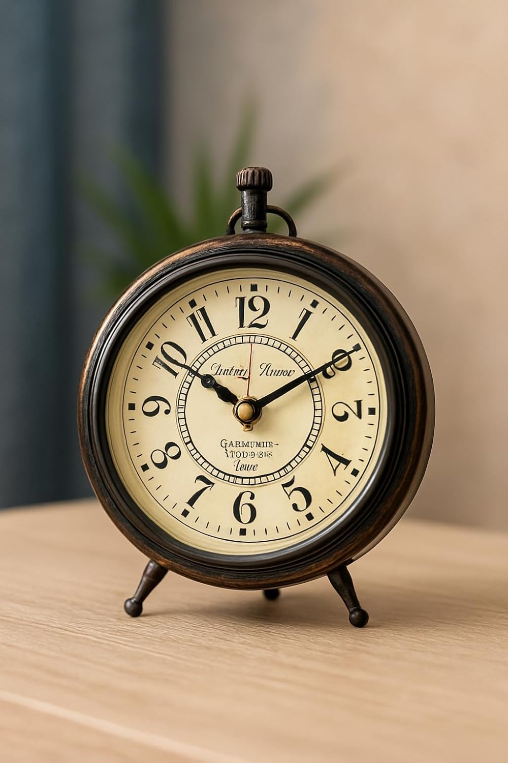 KS MART Wooden Desk Table Clock Handcrafted Vintage Style Analog Timepiece for Office Desk Home Décor & Gift Elegant Wooden Finish with Classic Design Ideal for Study Batteries not Included