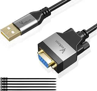 USB 2.0 to Serial Adapter (FTDI Chipset), 3 FT USB A to RS232 Female DB9 Pin Converter Serial Cable with Cable Ties for Windows 11, 10, 8.1, 8, 7, Vista, XP, 2000, Linux and Mac OS X, Mac OS