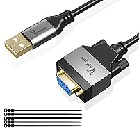Vista 8 de Adaptador USB C a serie (FTDI Chipset), 4 pies USB C a RS232 macho DB9 Convertidor de pines Cable serie con bridas para Windows 11, 10, 8.1, 8, 7