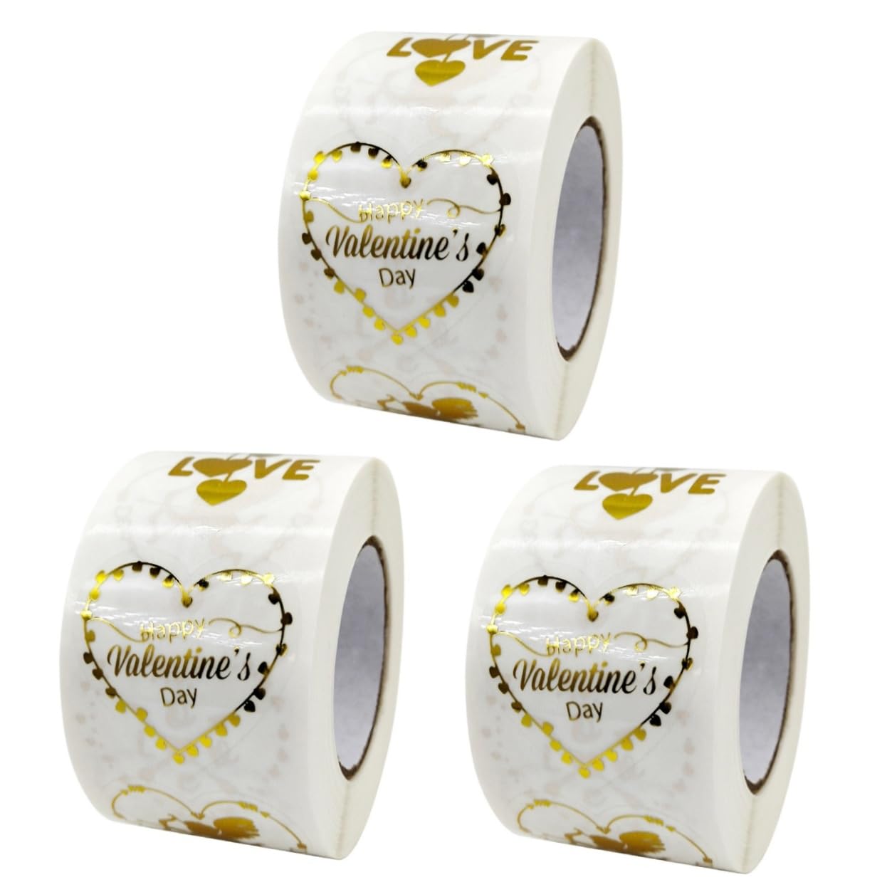Abaodam 3rotoli Adesivi Trasparenti Cuore Per Stickers Autoadesivi Per Decorazioni e Regali Per Matrimonio e Biglietti Di Auguri