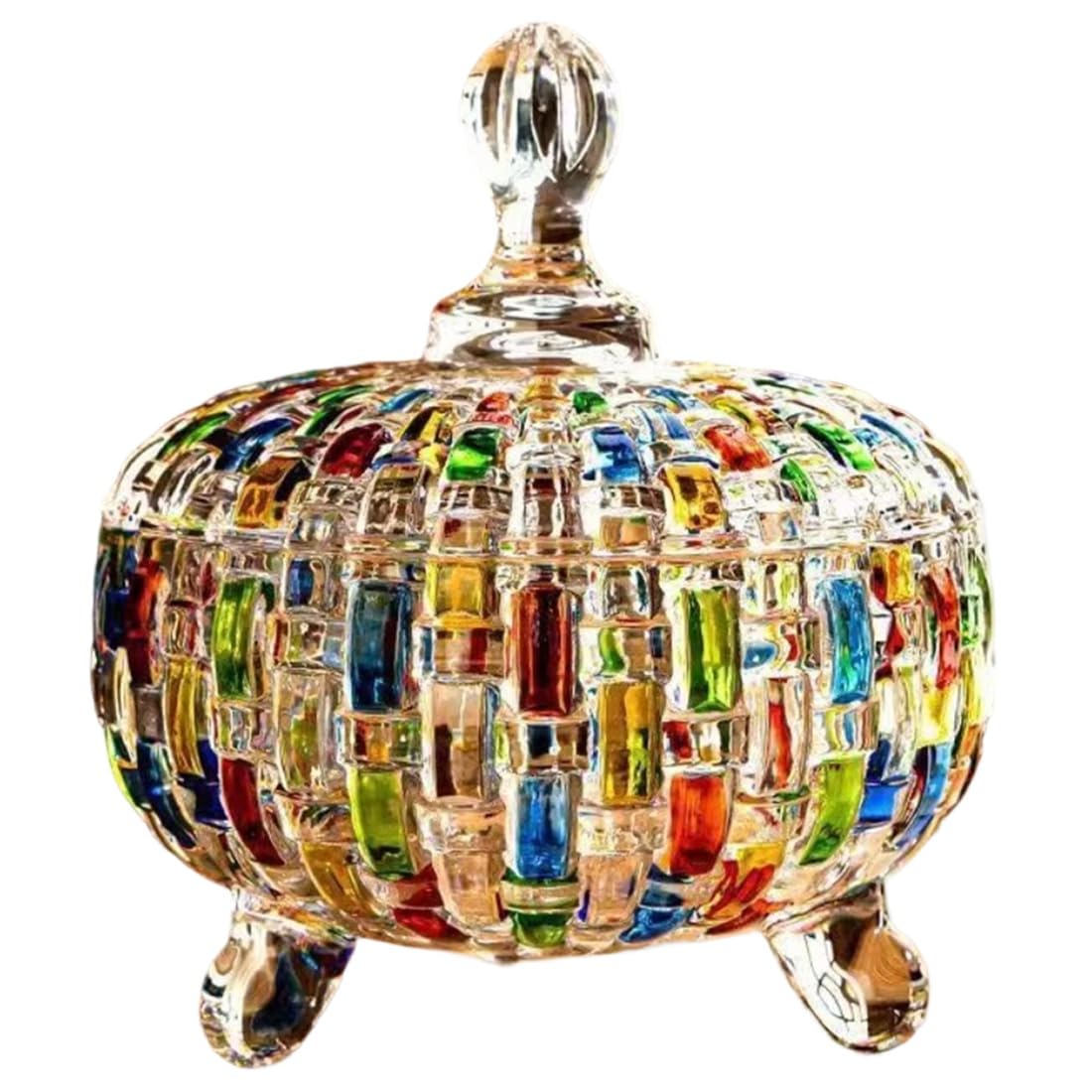 CTRLZS Dust-Proof Halloween Candy Storage Box Desktop Decoration Glass European Style Colorful Snack Jar with Lid B
