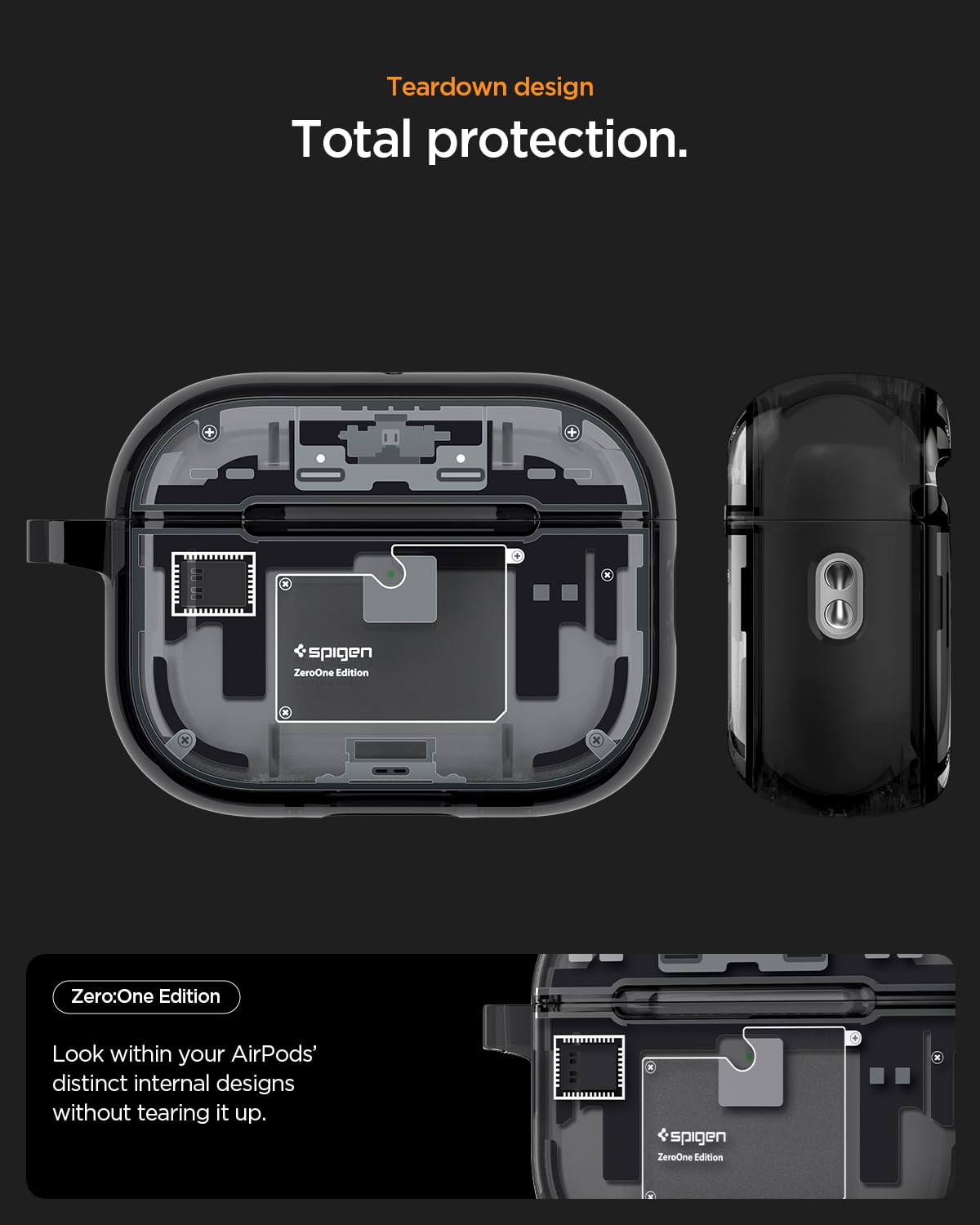 Spigen Cover Ultra Hybrid MagFit Compatible con AirPods Pro 3 (3a Generazione 2025) con Moschettone, Custodia AirPods Pro 3 - ZeroOne