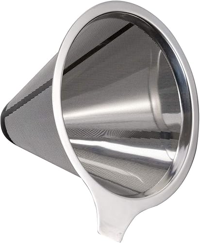 Miniatura 3 de Filtro de café de acero inoxidable sin papel Reutilizable Lento Goteo Metal Cono Café té infusión (sin base)