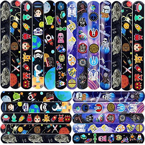 Lcnjscgo XQDZSH Star Galaxy Wars Slap Bracelets Party Favors Gift Set For Kids Outer Space Wristband Birthday Party Supplies Decorations Goodie Treat Bag Filler Stuff School Classroom Rewards cover