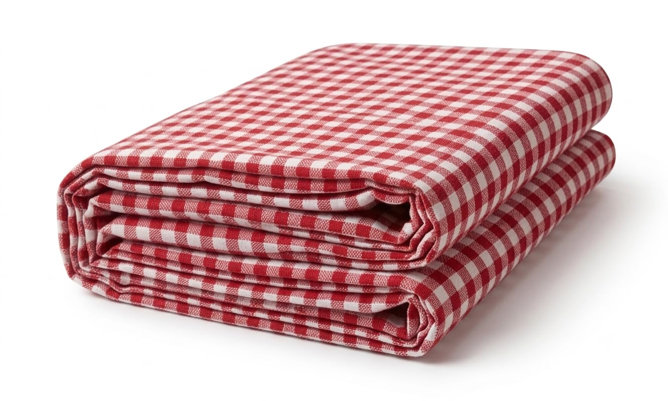 Red and White Gingham Check Cotton Fabric | Classic cotton Checkered Pattern, shirt, dress, trouser , Woven Fabric, Picnic Use, Foldable Design-image-22