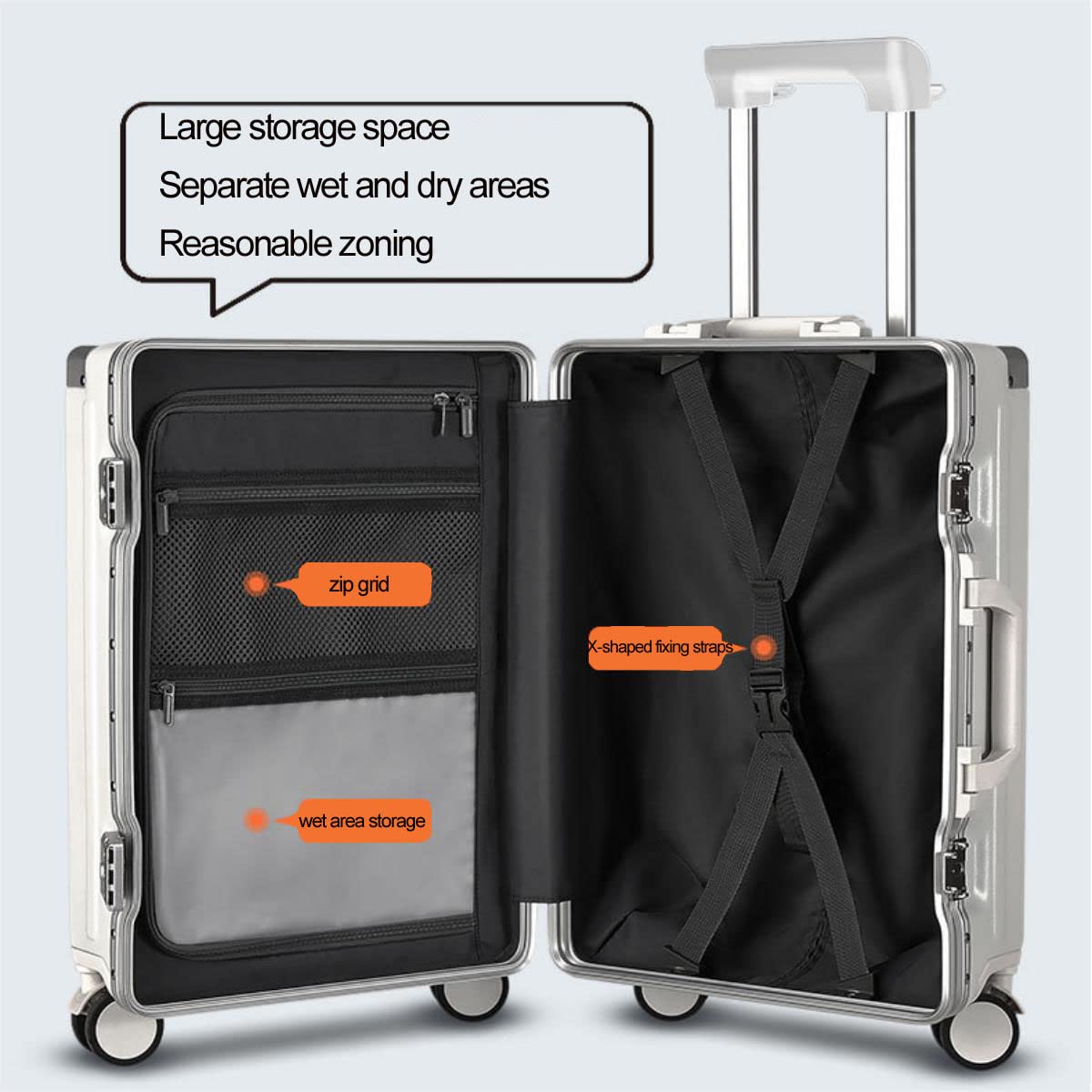 LANMOU Valigia Bagaglio a Mano, Trolley Bagaglio a Mano Valigia Trolley rigido Rigida PC Trolley Espandibile Valigia Trolley Rigido Ultra Leggero in PC Valigie con Chiusura TSA (41 * 22 * 46cm)