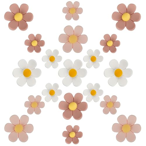 18 Pcs Flower Fridge Magnets, Pink Flower Refrigerator Magnets, Cute