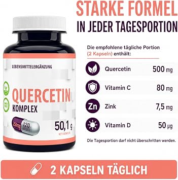 Hepatica Quercetin Complex 500 mg per Serving High Dose No Fillers 120 Vegan Capsules Tested by Independent Laboratory