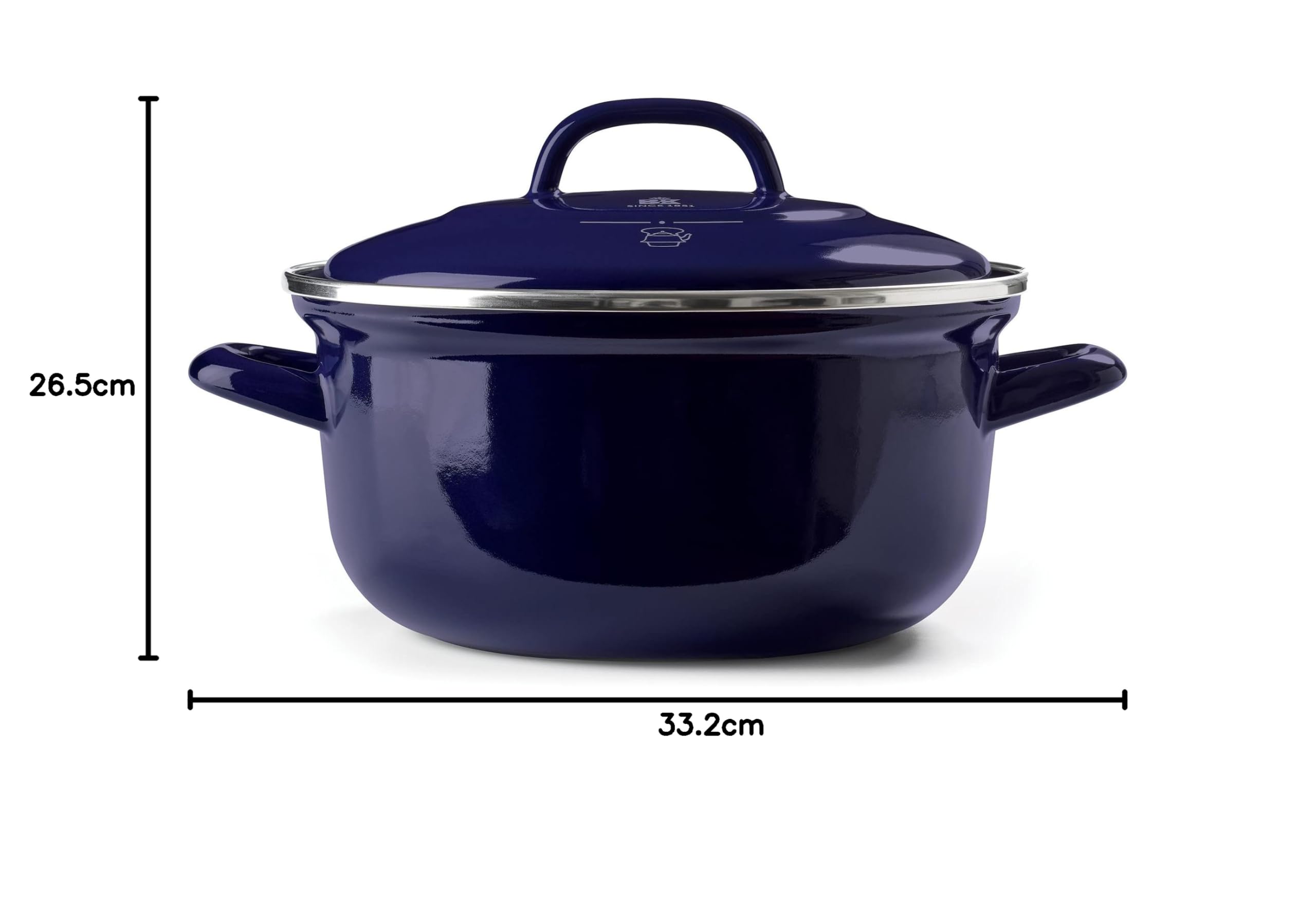 BK Indigo Patrimonio Olandese Casseruola Rotonda Smaltata con Coperchio con Rivestimento Antiaderente Ceramico Senza PFAS, 24 cm/4,2 Litri, Induzione, Lavabile in Lavastoviglie e in Forno, Blu Cobalto