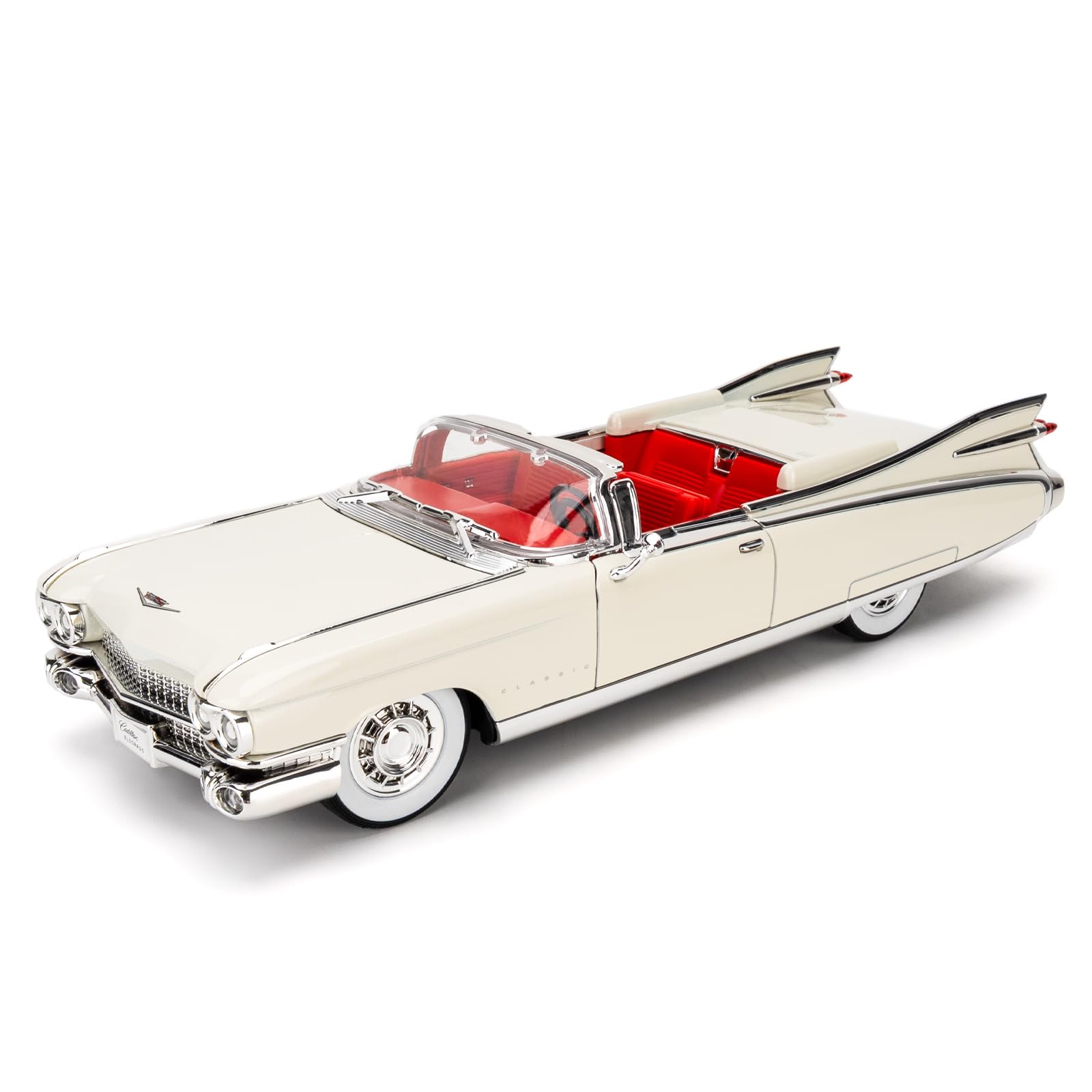 TGRCM-CZ 1/24 Cadillac Eldorado Biarritz Series Model Car, Zinc Alloy Pull Back Vehicles Model Car with Sound and Light for Collectors & Kids 3+ Years Old Birthday Gift(white)