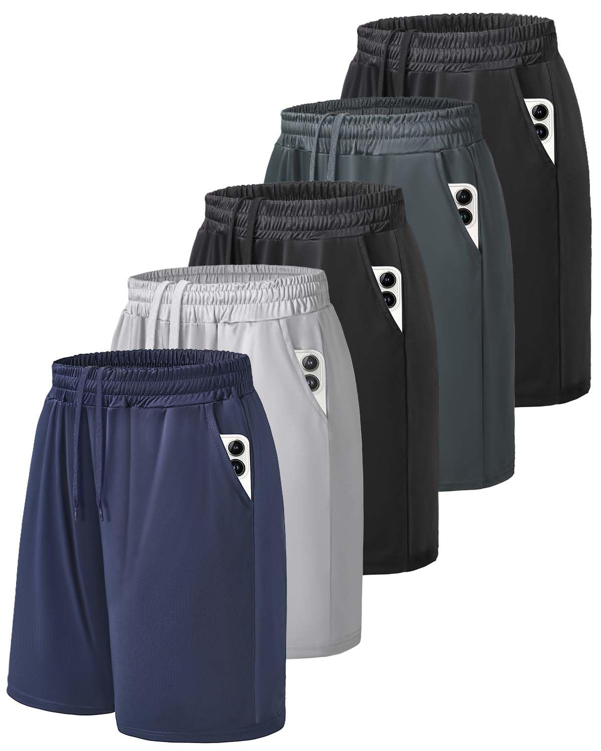 Celfaeree 5er Pack Sporthose Herren Kurz Hose Laufhose Kurze mit Tasche Sommer Schnell Trocken Sport Shorts Jogginghose für Gym Basketball Running