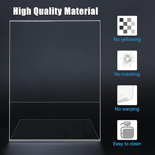 Miniatura 8 de Paquete de 6 letreros de acrílico de 8.5 x 11 pulgadas, plástico transparente en forma de L, soporte para menú, soporte irrompible para restaurante,