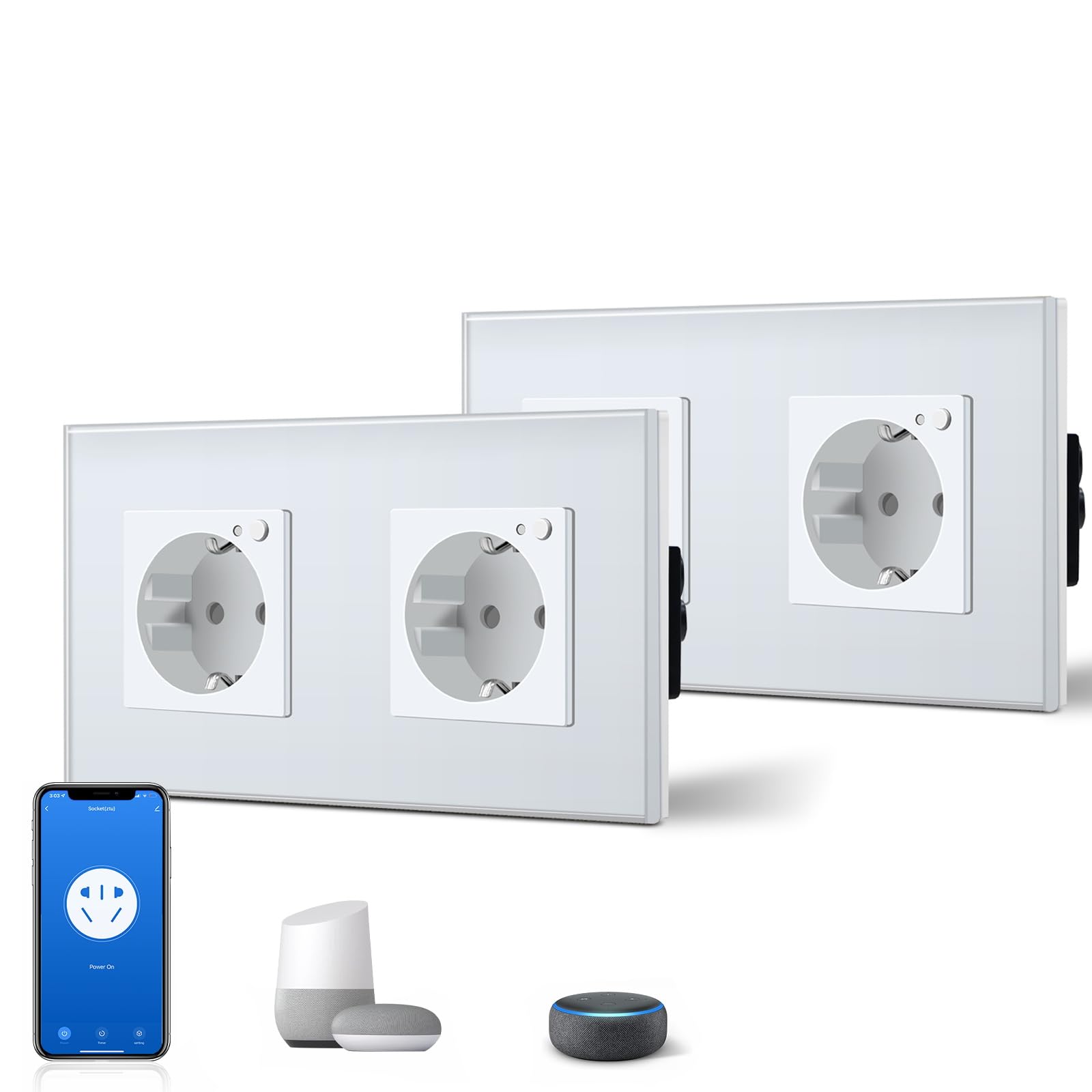 BSEED Enchufe Inteligente con 20W USB y Tipo C,Mate Enchufe Pared Wifi con Medidor Consumo,Control Remoto por APP & Voz,Requiere Cable Neutro,1 Enchufe,Blanco 86mm — view 34