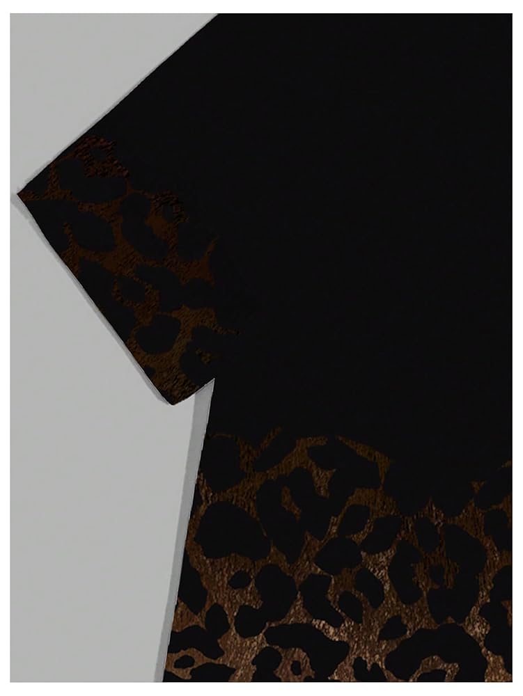 RoseSeek Men's Leopard Ombre Summer Tops Crew Neck Short