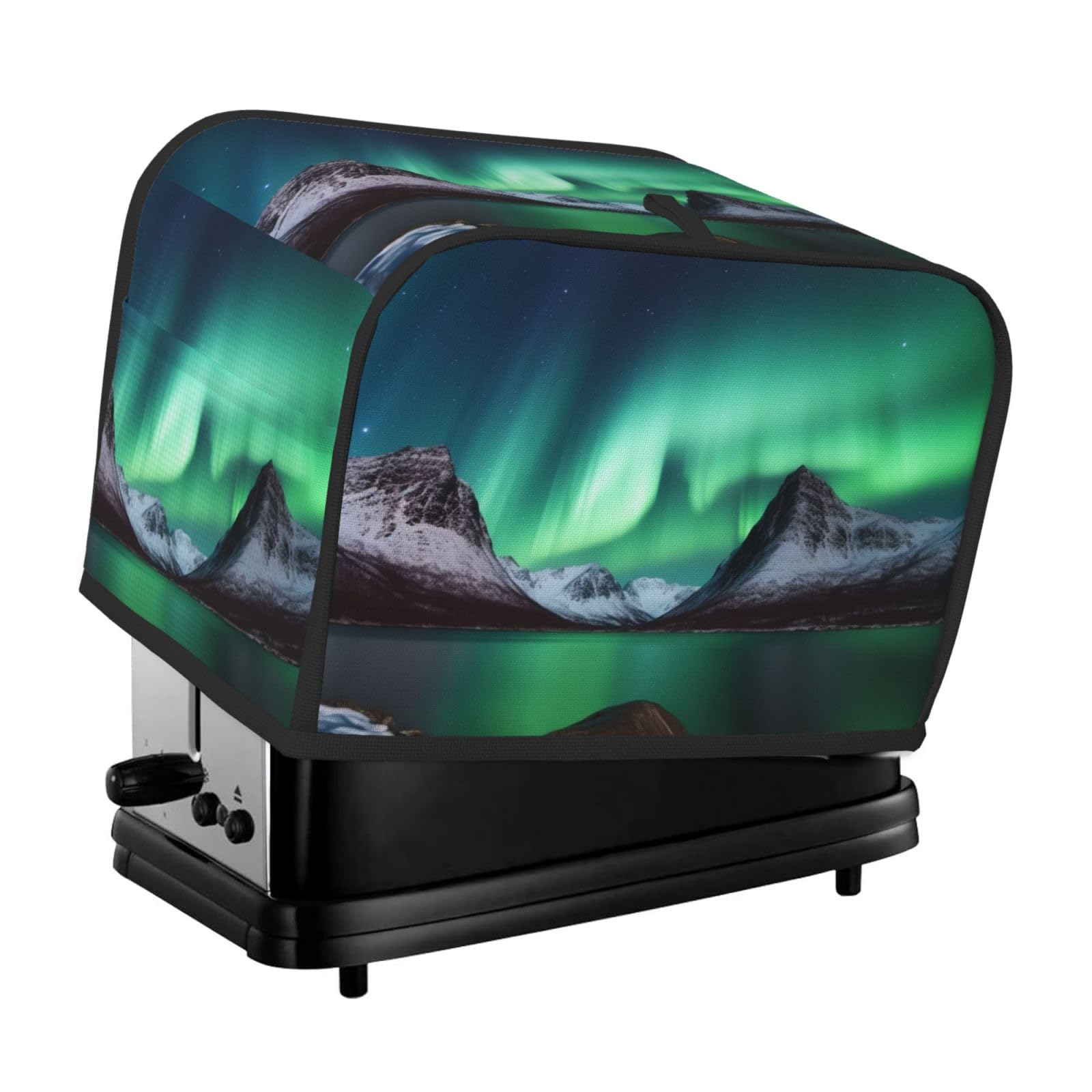 Fodpand Black Toaster Covers 2 Slice Aurora Borealis Bread Machine Cover Quilted Toaster Dustproof Cover Washable Appliance Cover Bread Maker Protective For Kitchen Small Appliance